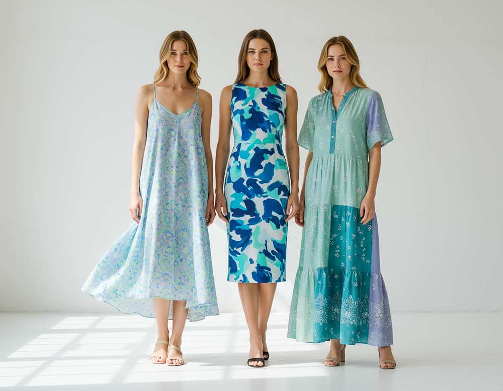 Kühle Farben bei Sommerkleidern