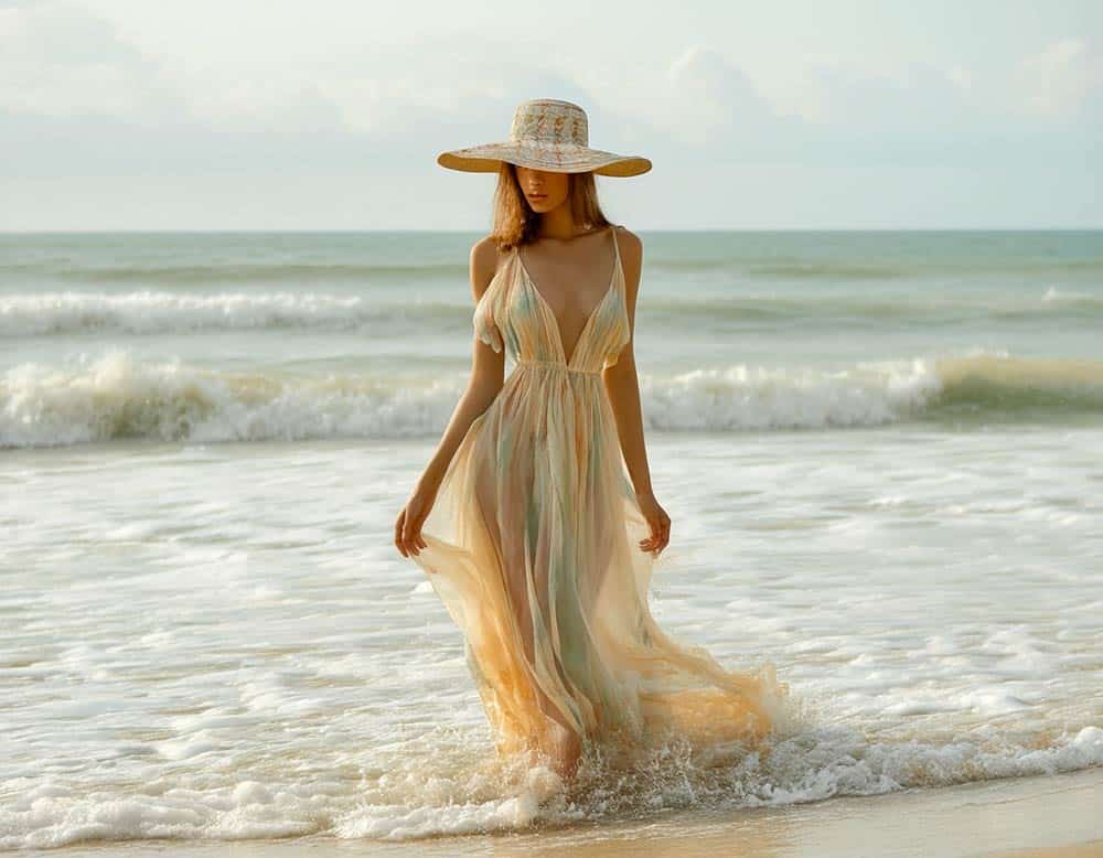 Zart gelbes Luxus Strandkleid