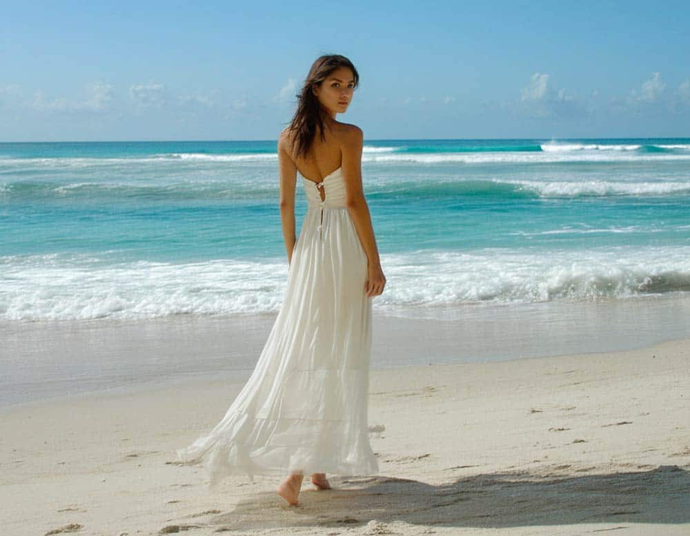 Langes weißes Luxus Strandkleid