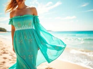 Mehr über den Artikel erfahren Strandkleid türkis – Trendy & luftiger Meereslook