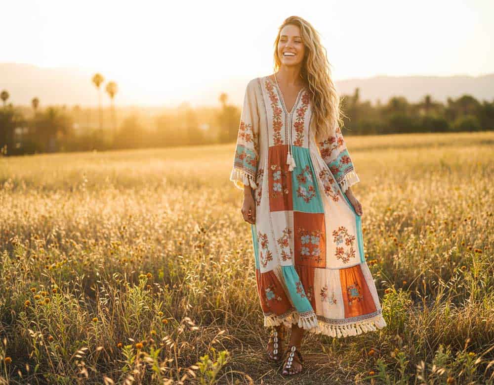 Ärmel beim Boho Maxikleid langarm