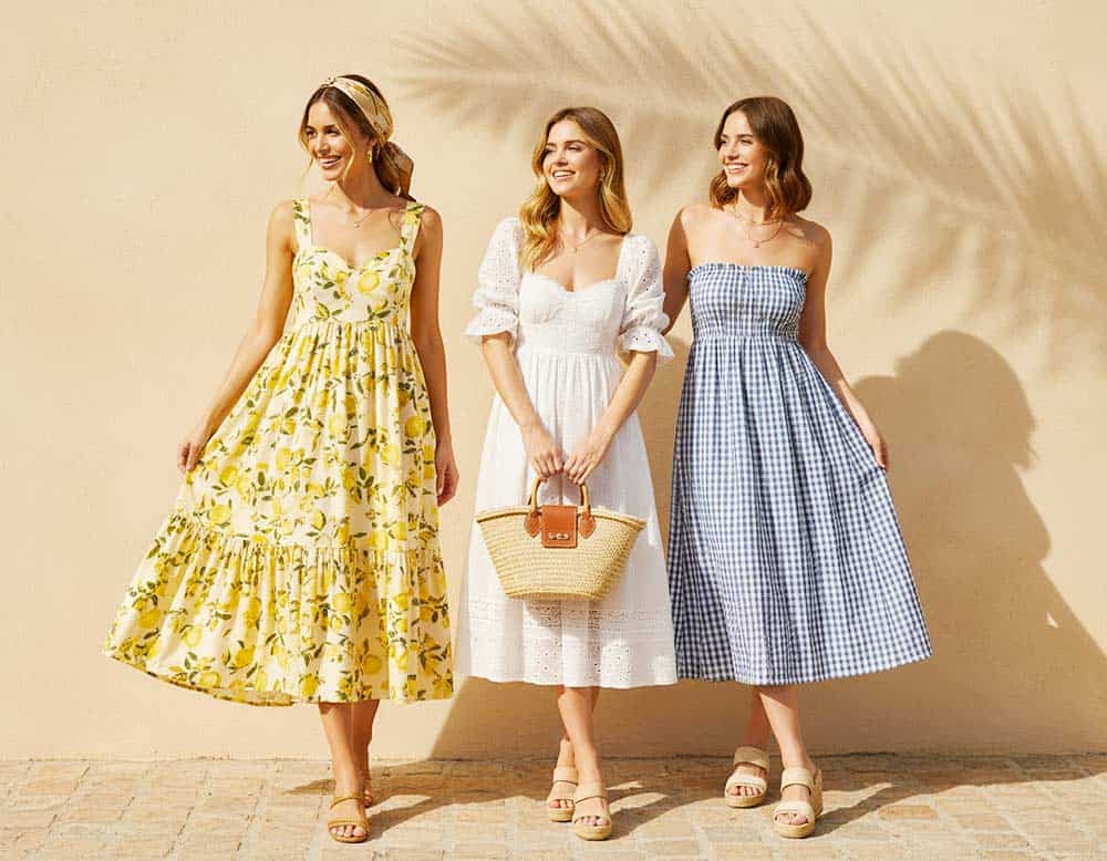 Sommer-Damenkleider mit Herzausschnitt Sommer-Damenkleider mit Herzausschnitt