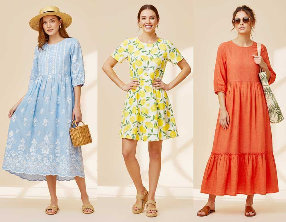 Sommer-Damenkleider mit Rundhalsausschnitt Sommer-Damenkleider mit Rundhalsausschnitt