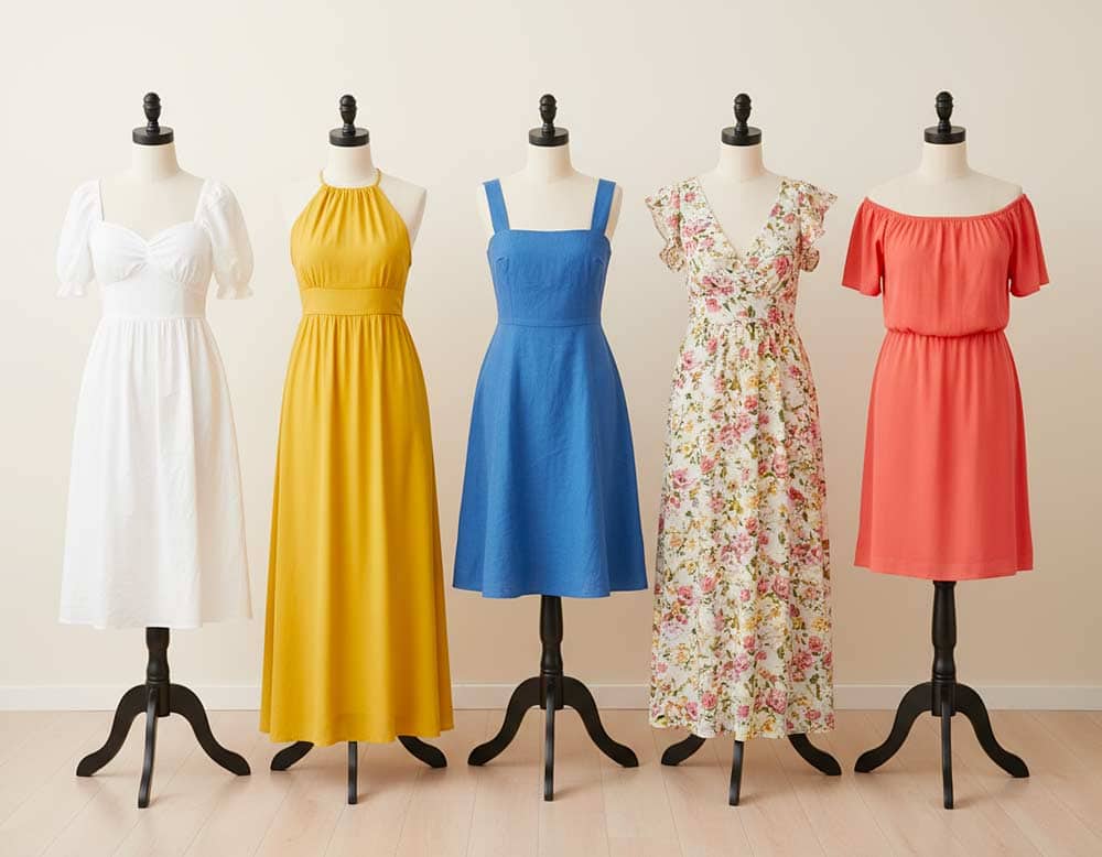 Verschiedene Ausschnittsarten bei Sommerkleidern