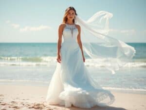 Mehr über den Artikel erfahren Outfit für die Braut bei einer Strandhochzeit