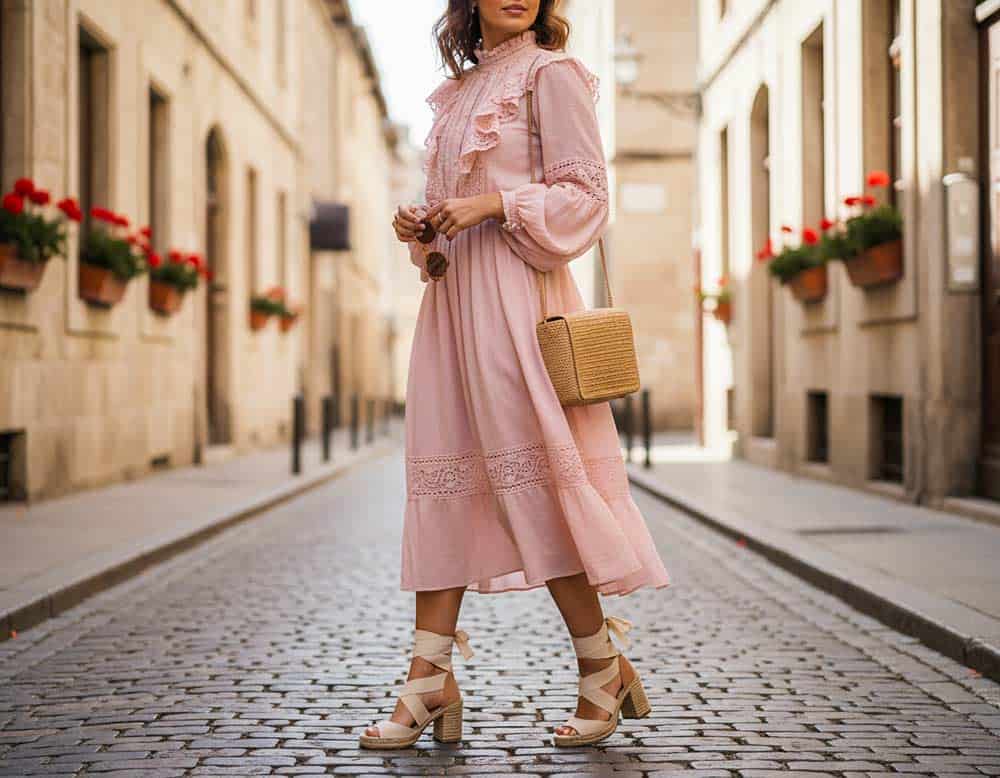 Moderne Sommerschuhe zum Blusenkleid