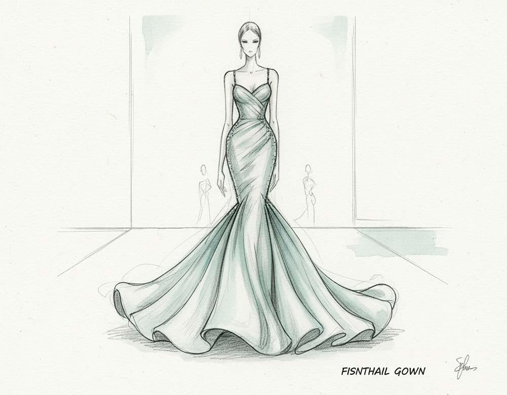 Fishtail-Schnitt für Kleider