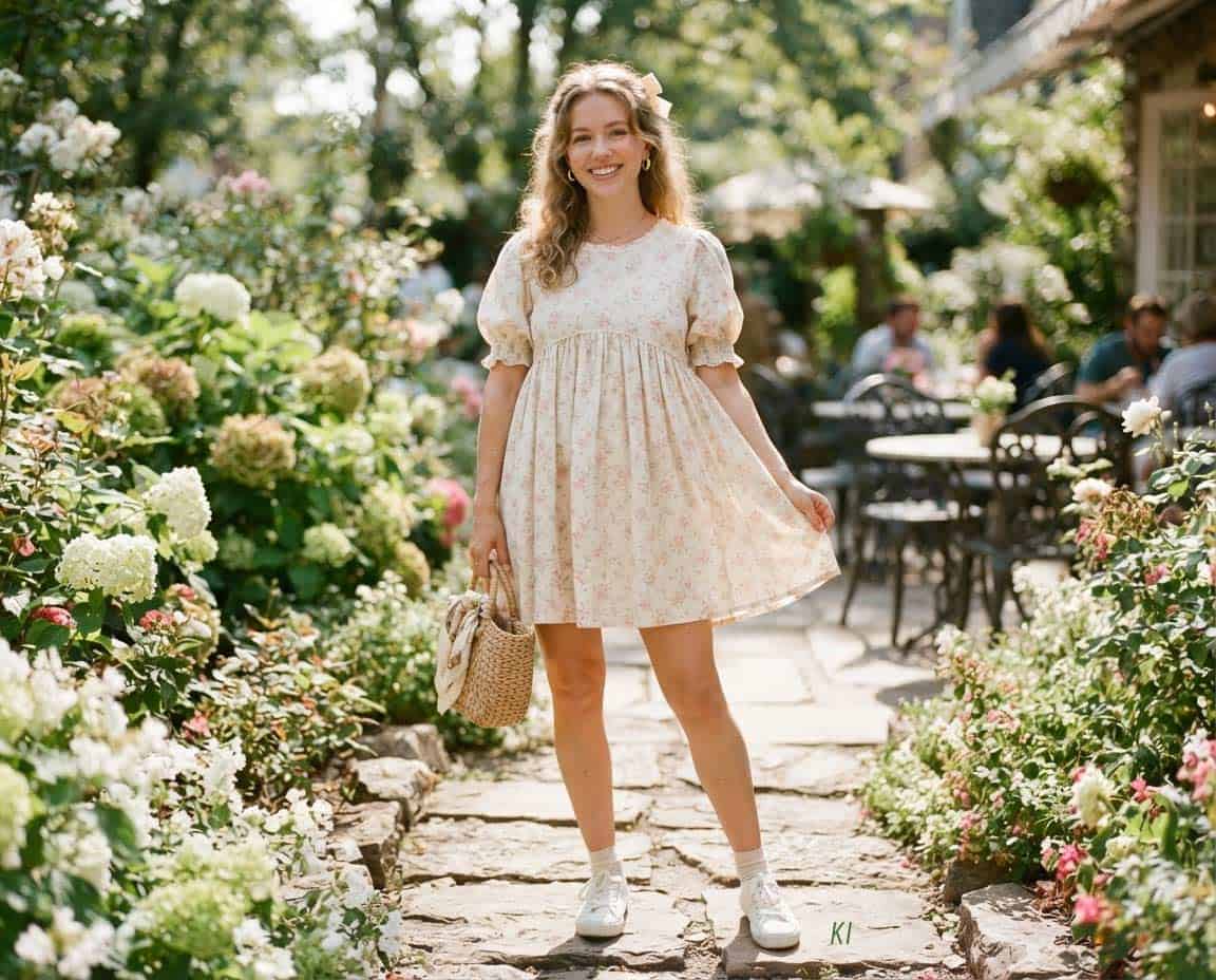 Rosa Kleid im Babydoll Schnitt