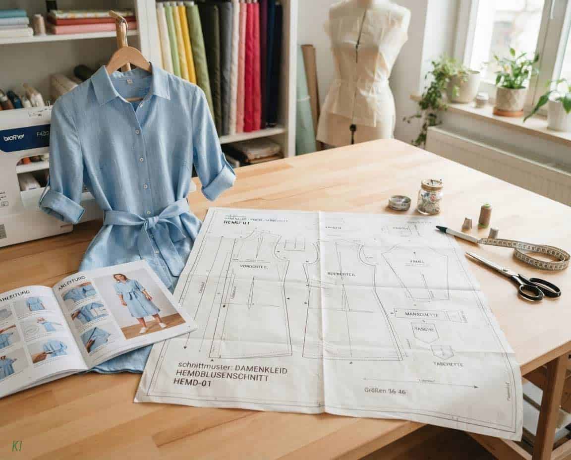 Schnittmuster für Hemdblusen-Damenkleid