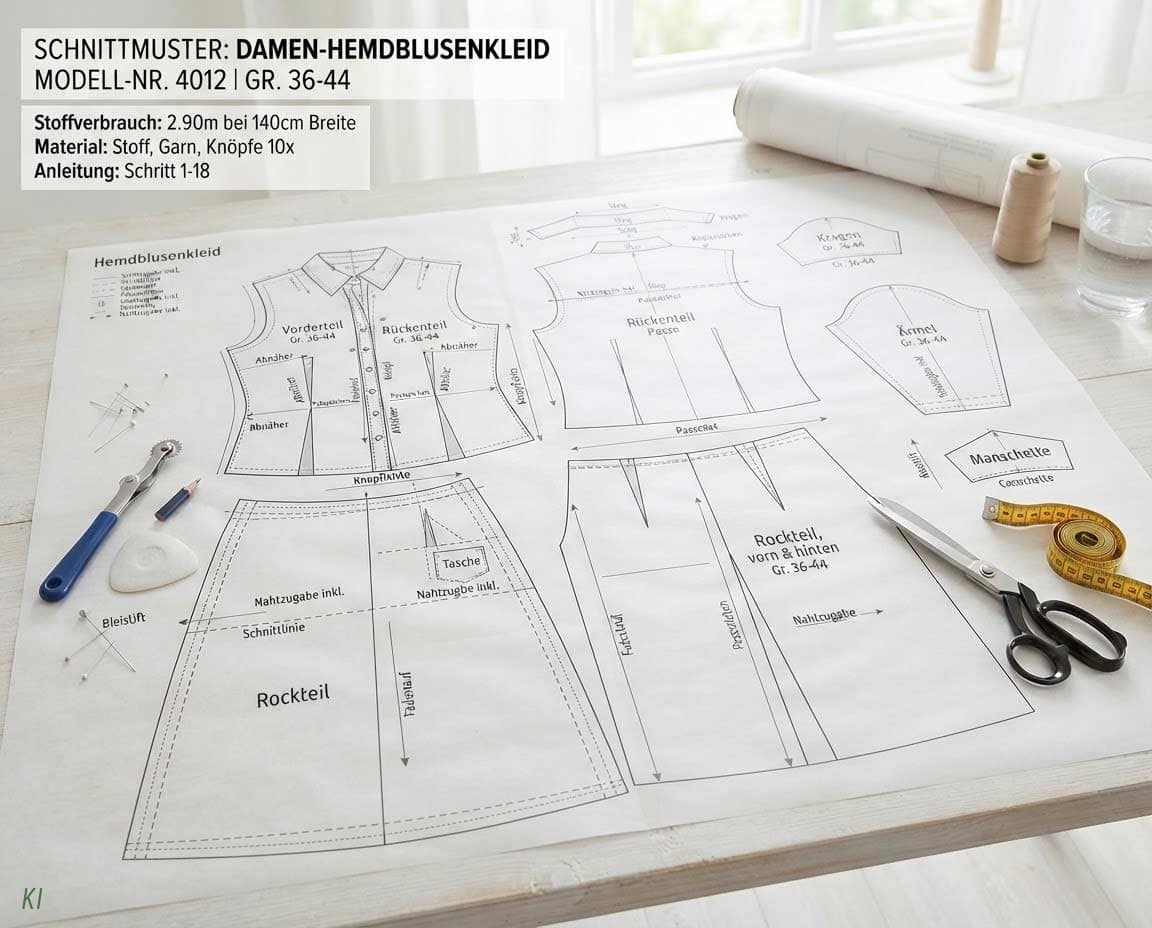 Schnittmuster für Hemdblusenkleid