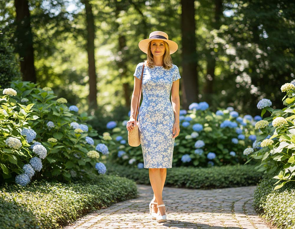 Bleistift-Kleid im Sommer