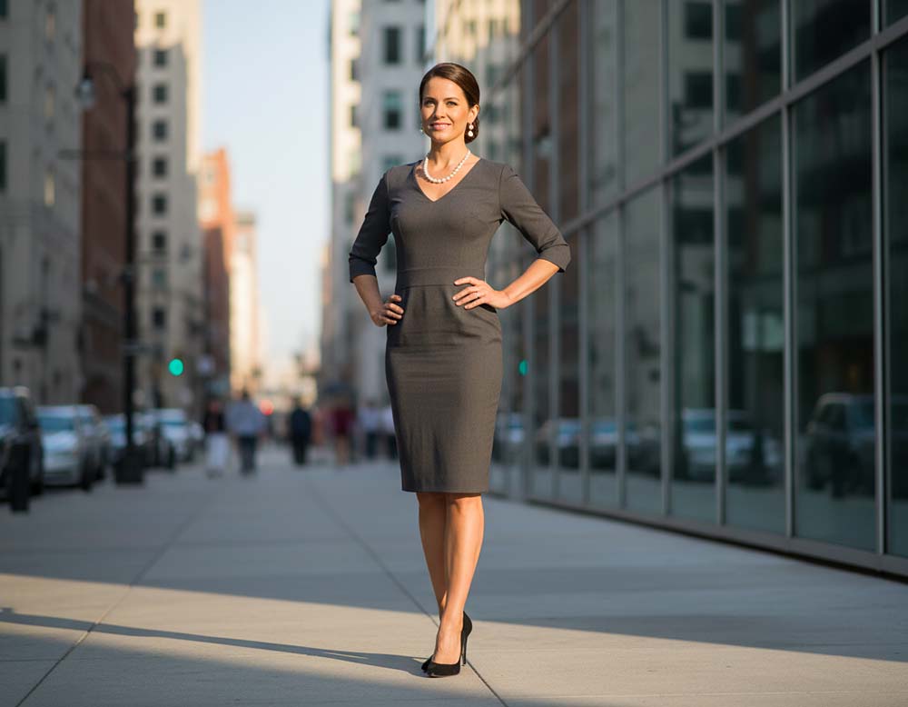 Bleistift-Kleid langarm