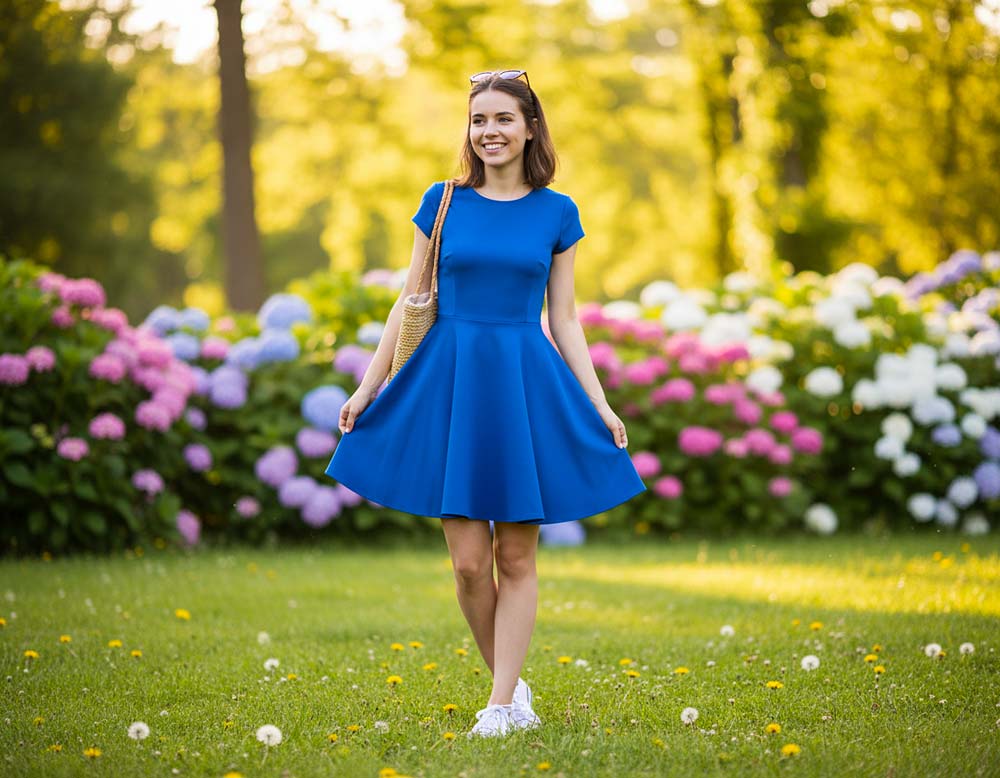 Blaues Skaterkleid