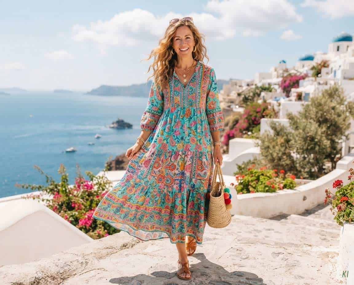 Buntes Maxikleid für den Strand