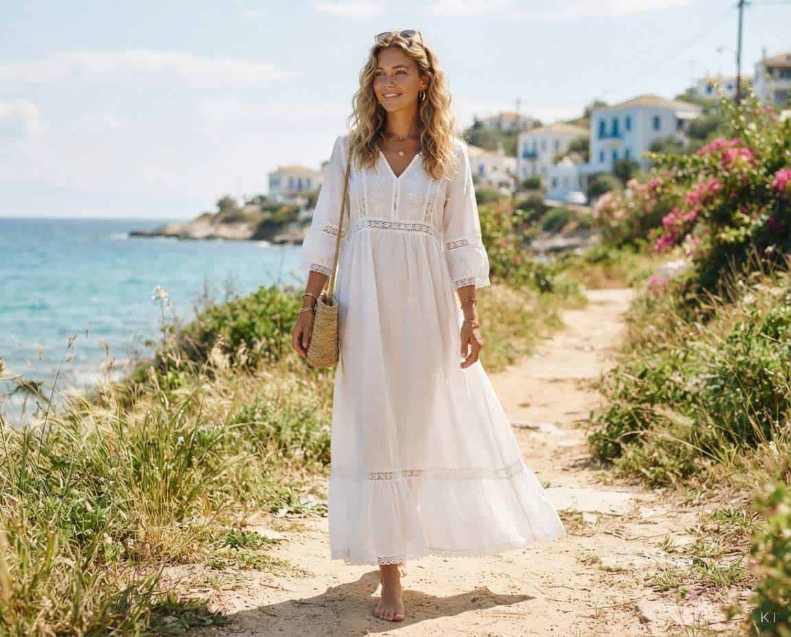 Weißes Maxikleid