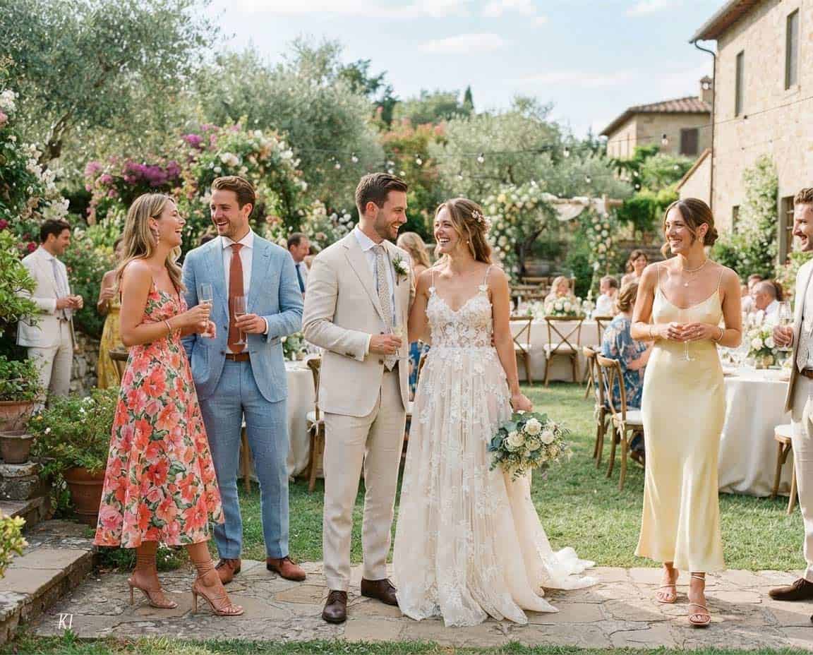 Sommerliche festliche Hochzeitskleidung