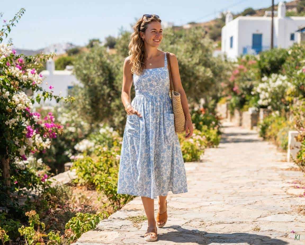 Taschen an den Seiten am Sommerkleid