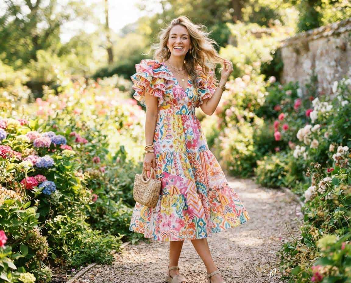 Sommer-Kleid mit zauberhaften Rüschenärmel