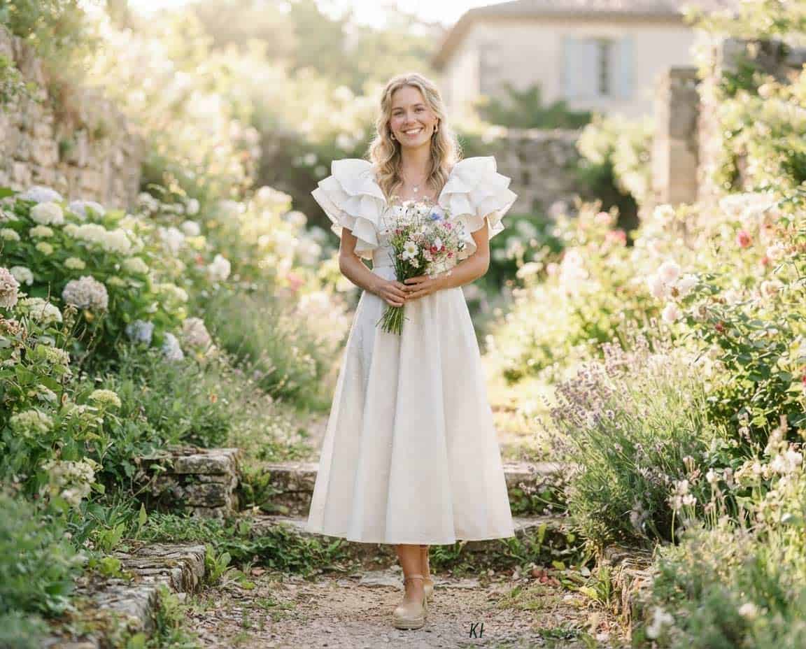 Weißes Rüschenkleid für den Sommer